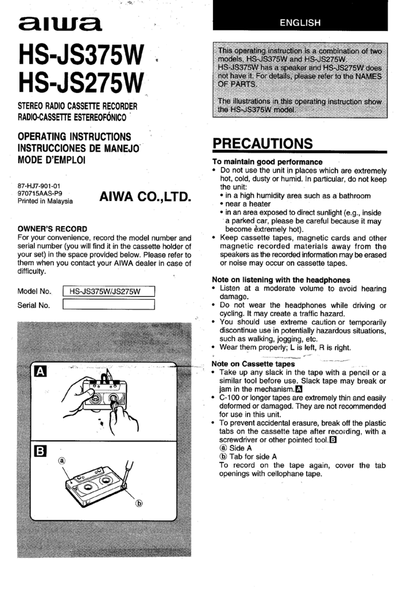 Aiwa HS-JS275 operating instructions