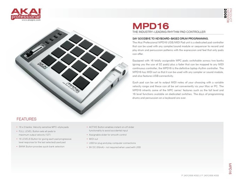 Akai MPD 16 datasheet