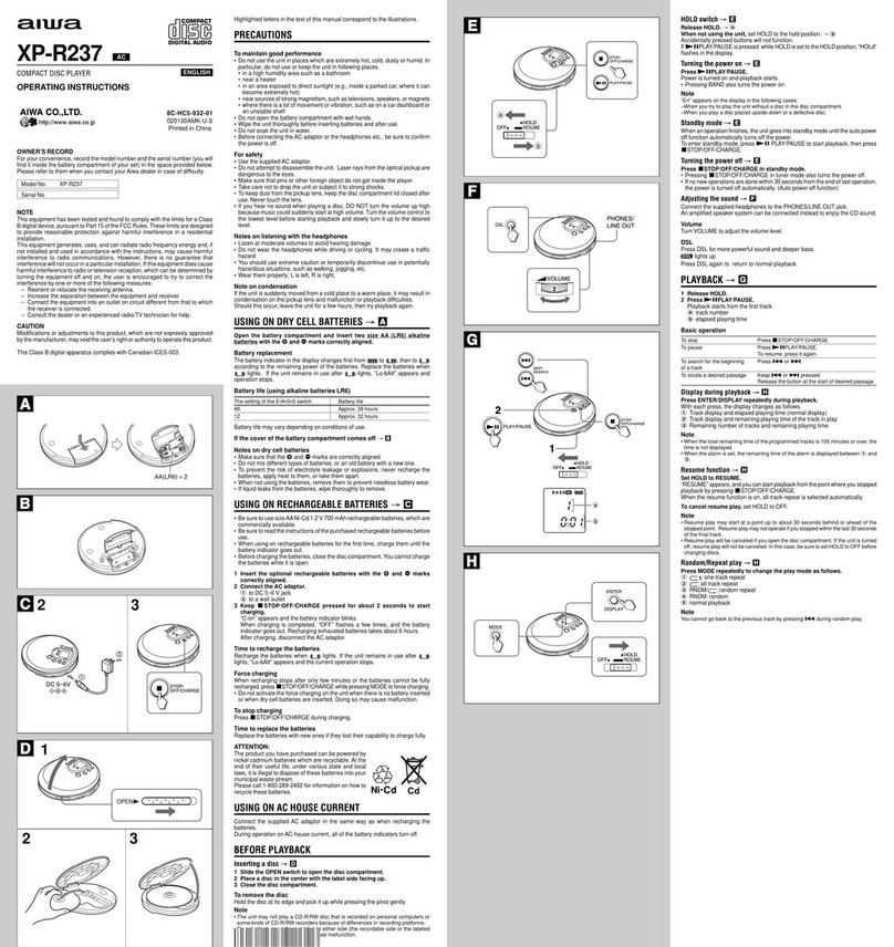 Aiwa XP-R237 operating instructions