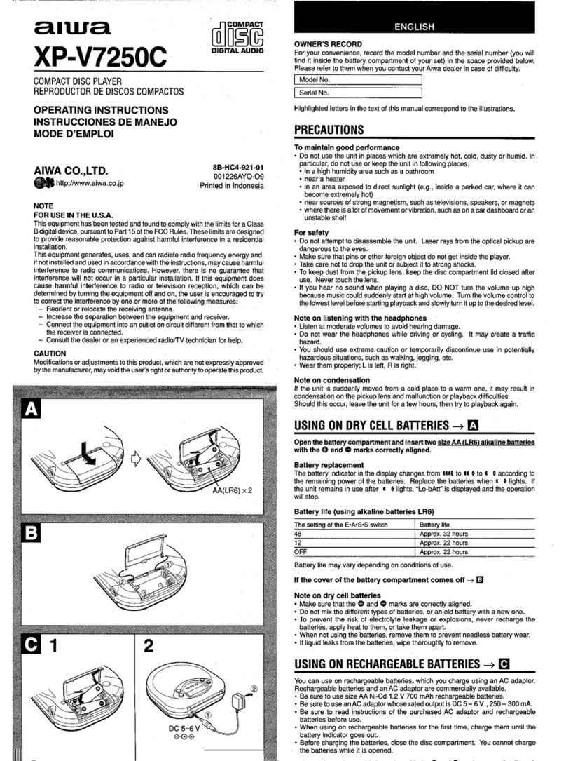 Aiwa XP-V7250C operating instructions