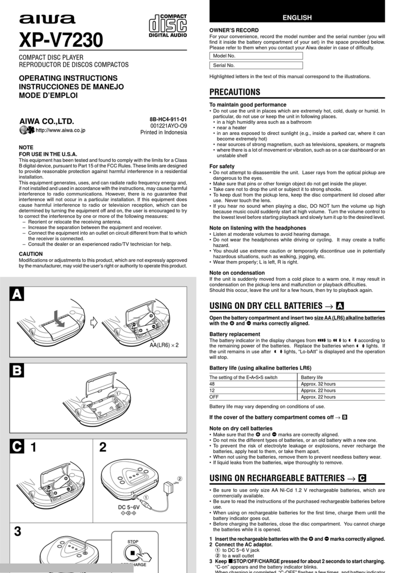 Aiwa XP-V7230 operating instructions