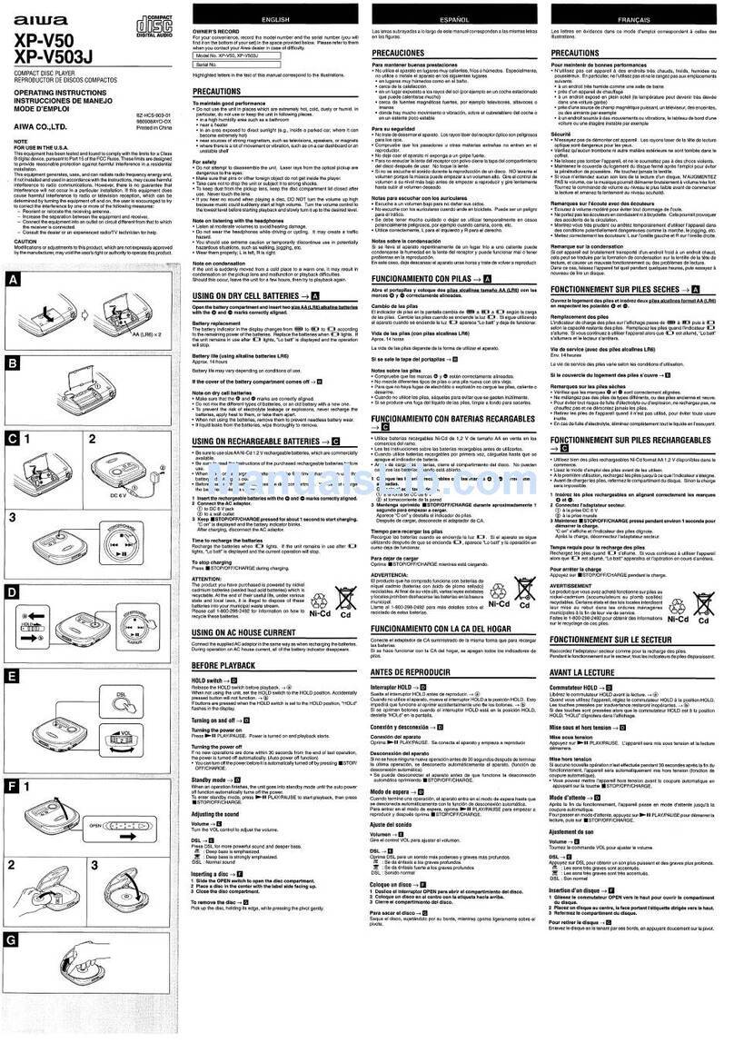 Aiwa XP-V50 operating instructions