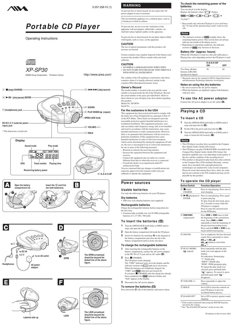 Aiwa XP-SP30 operating instructions