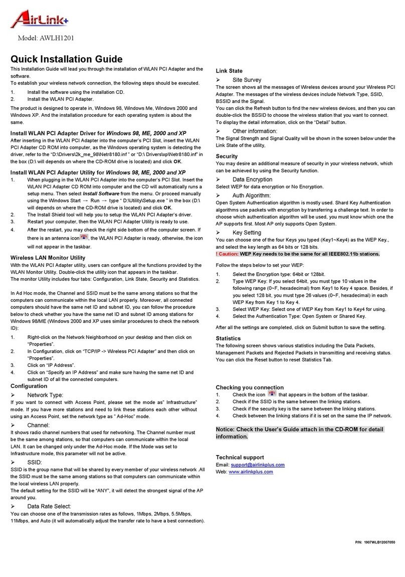 Airlinkplus AWLH1201 Quick installation guide
