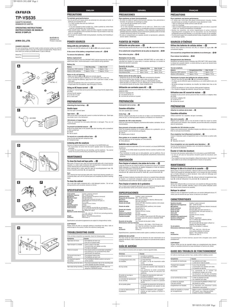 Aiwa TP-VS535 User manual