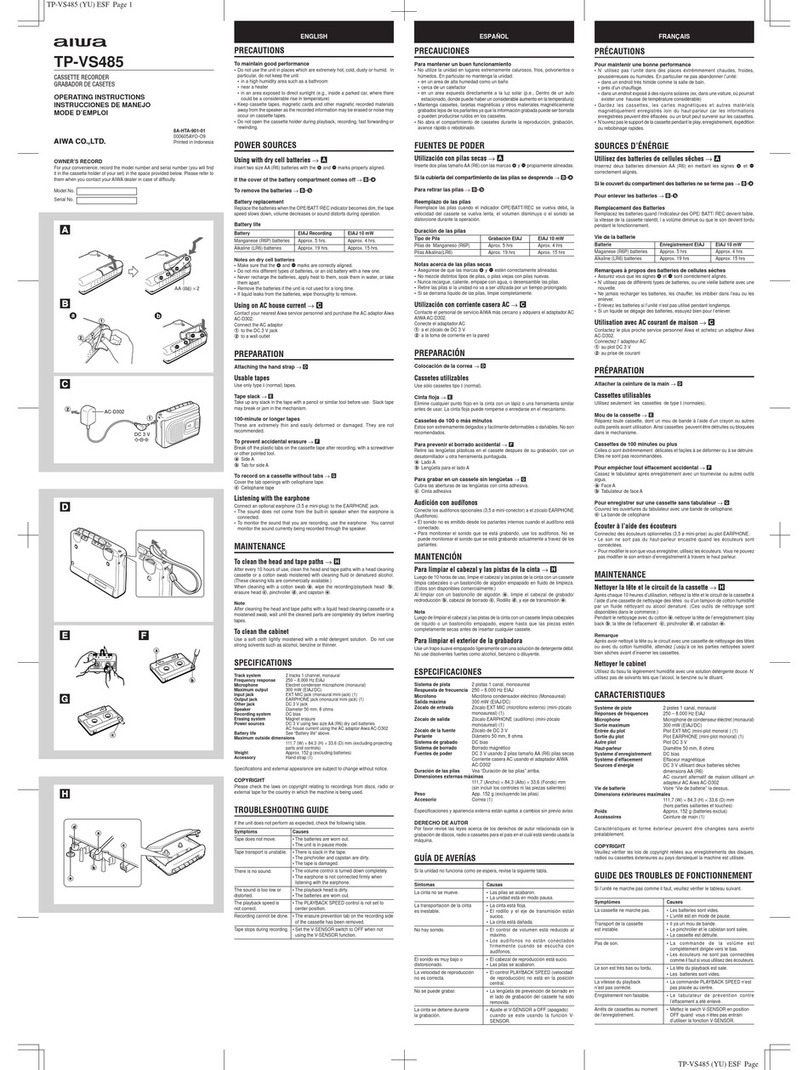 Aiwa TP-VS485 User manual
