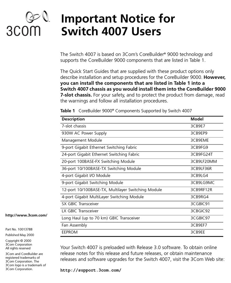 3Com 4007 Important notice