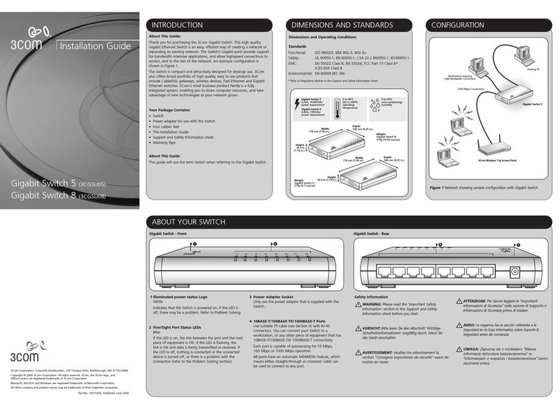 3Com Gigabit Switch 8 User manual