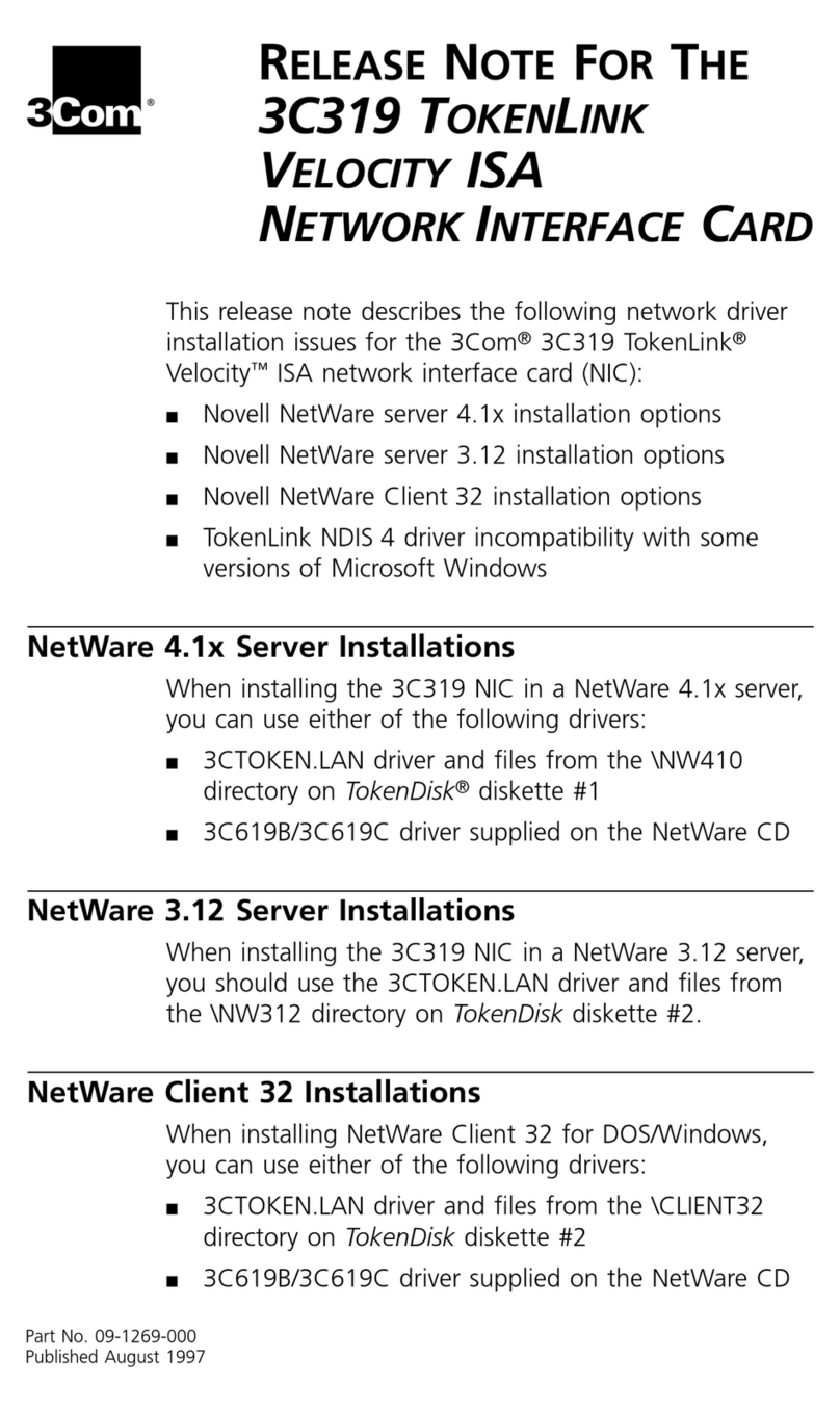 3Com TokenLink Velocity 3C319 release note