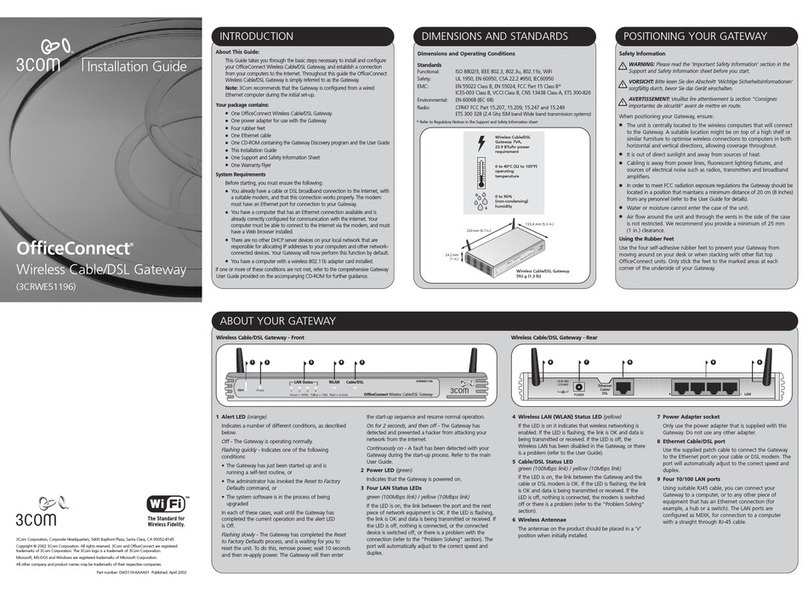 3Com 3CRWE51196 - OfficeConnect Wireless Cable/DSL... installation guide
