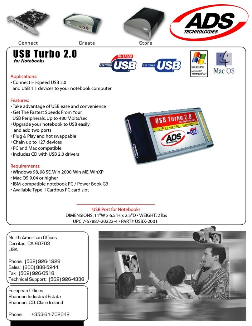 ADS Technologies USBX-2001 User manual ADS Technologies USBX-2001 User manual