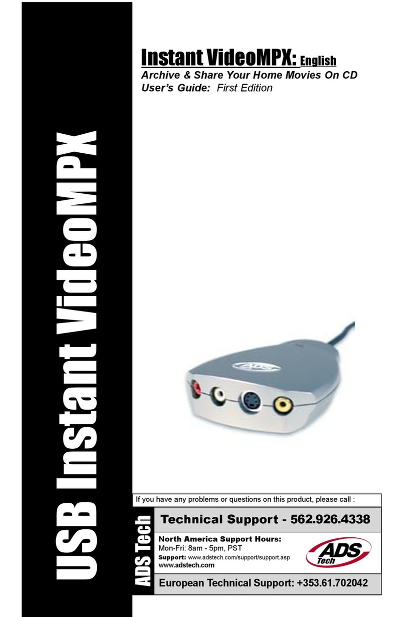ADS Technologies USBAV-708 INSTANT VIDEOMPX user guide ADS Technologies USBAV-708 INSTANT VIDEOMPX user guide