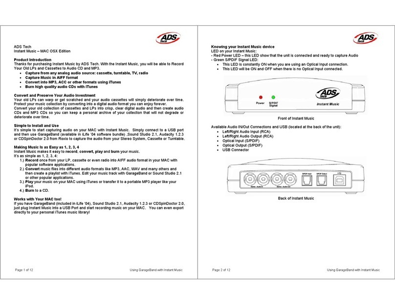 ADS Technologies Instant Music RDX-150 user manual