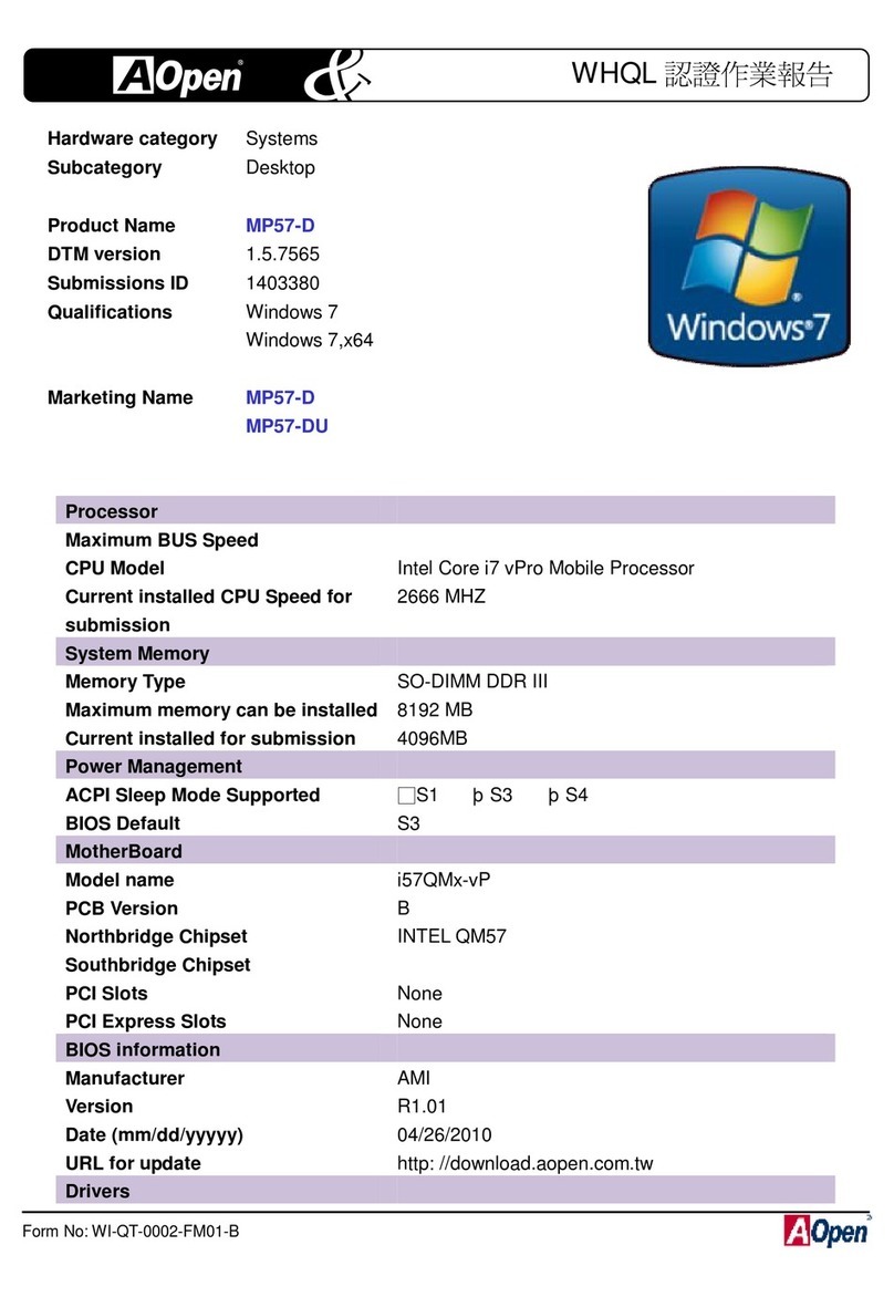 AOpen XC Mini MP57-D Specifications