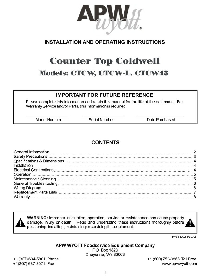 APW Wyott CTCW Installation and operating instructions