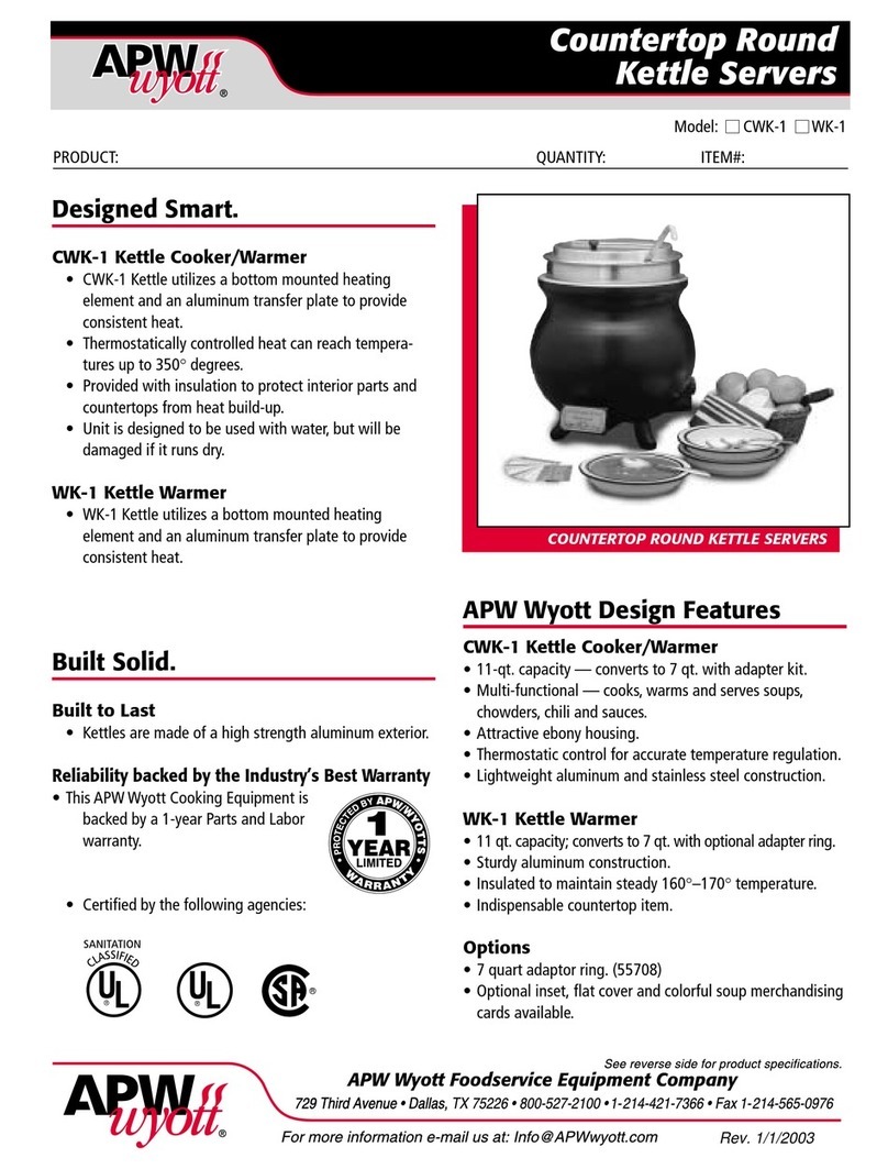 APW Wyott CWK-1 Specifications