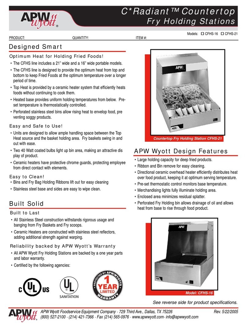 APW Wyott C-Radiant CFHS-16 Specifications