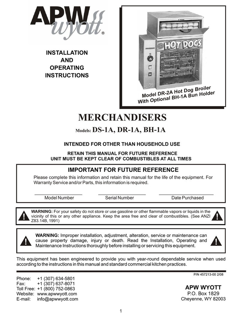 APW Wyott BH-1A Installation and operating instructions APW Wyott BH-1A Installation and operating instructions