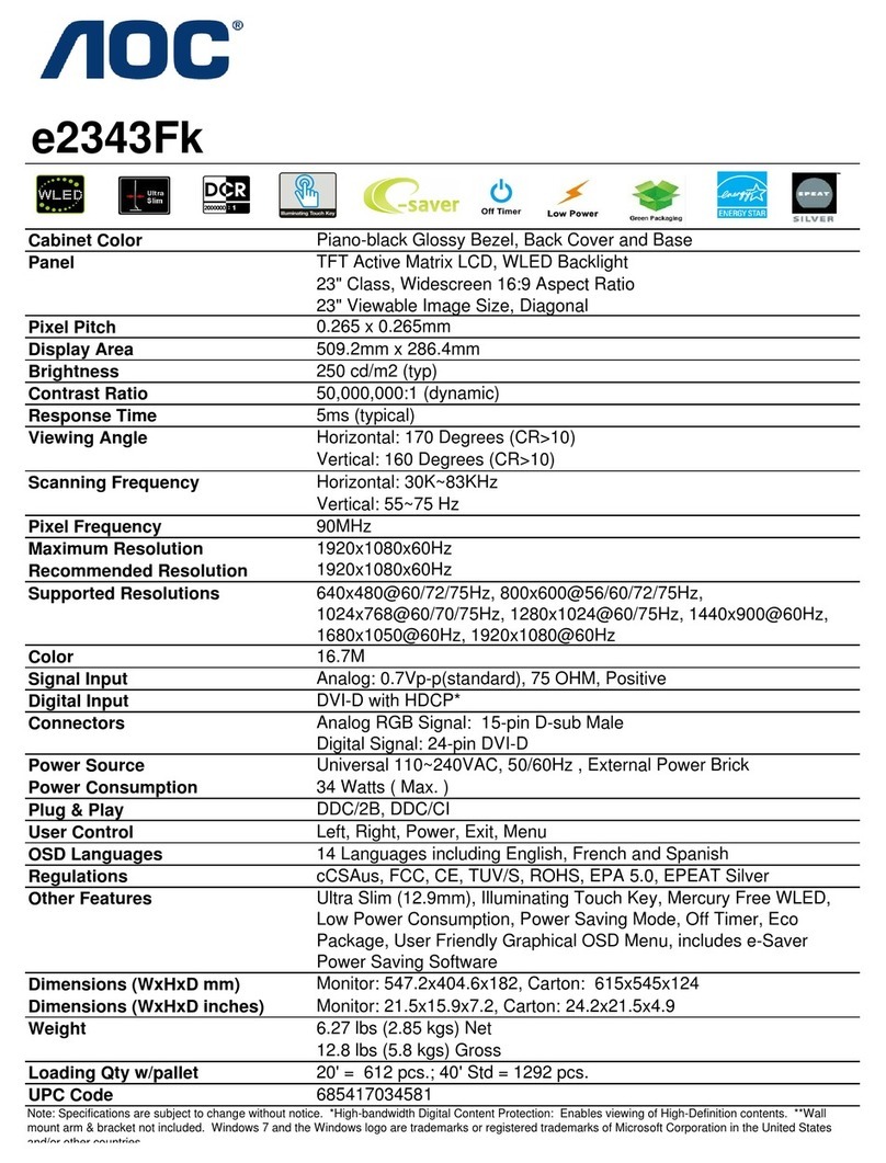 AOC e2343F Series User manual