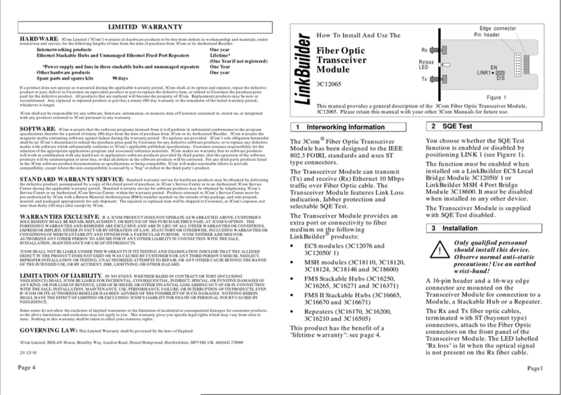 3Com 3C12065 Quick start guide