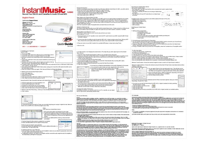 ADS Technologies INSTANT MUSIC FOR MAC - User manual