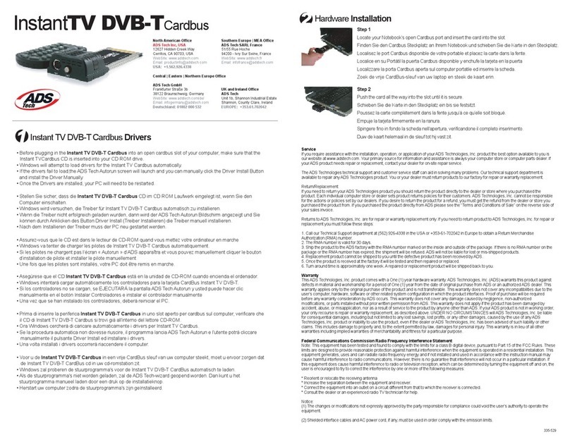 ADS Technologies PTV-335-EF User manual ADS Technologies PTV-335-EF User manual