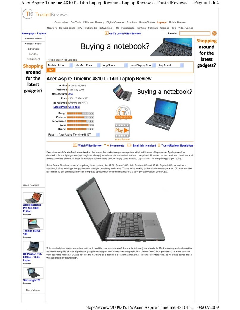 Acer Aspire Timeline 4810T Brochure & specs