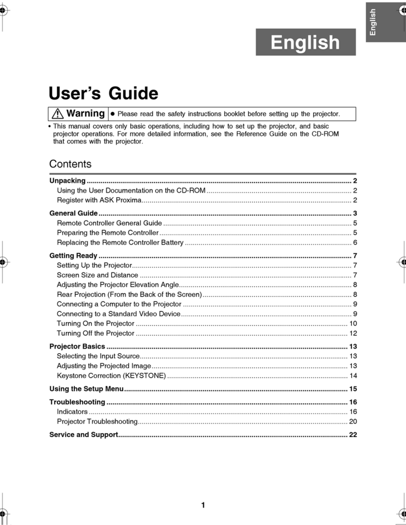 Ask Proxima M8 User manual