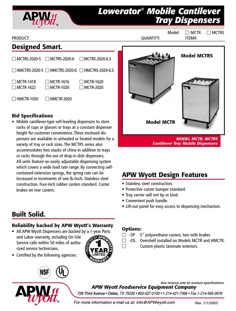 APW Wyott Lowerator HMCTR-1020 User manual