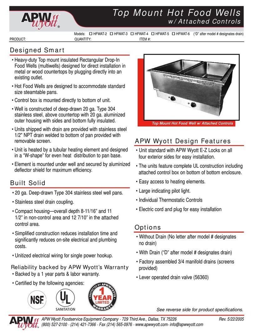 APW Wyott HFW-AT-2 Specifications