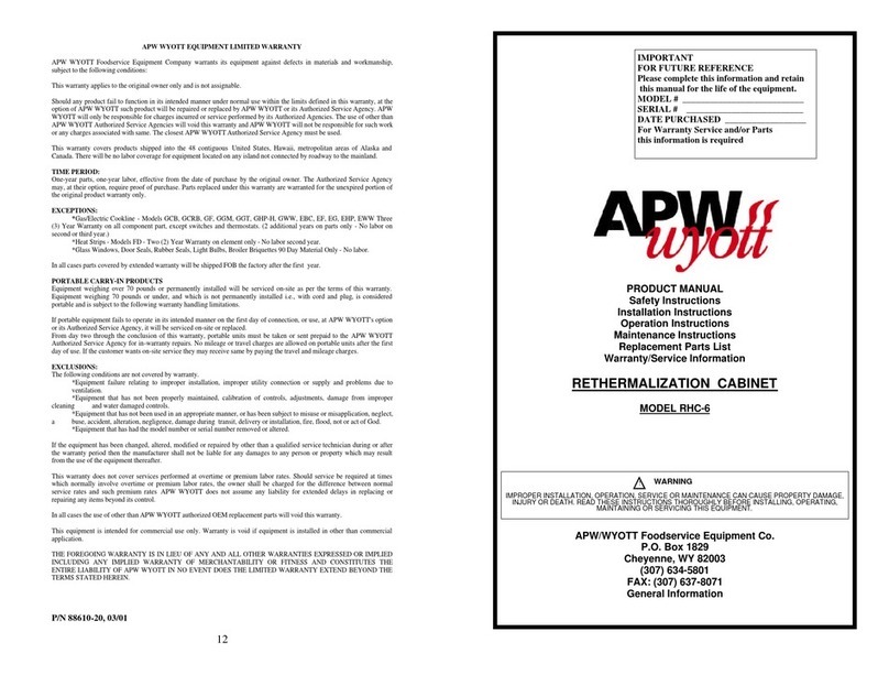 APW Wyott RHC-6 User manual