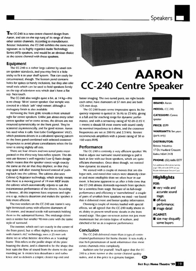 Aaron CC-240 User manual Aaron CC-240 User manual