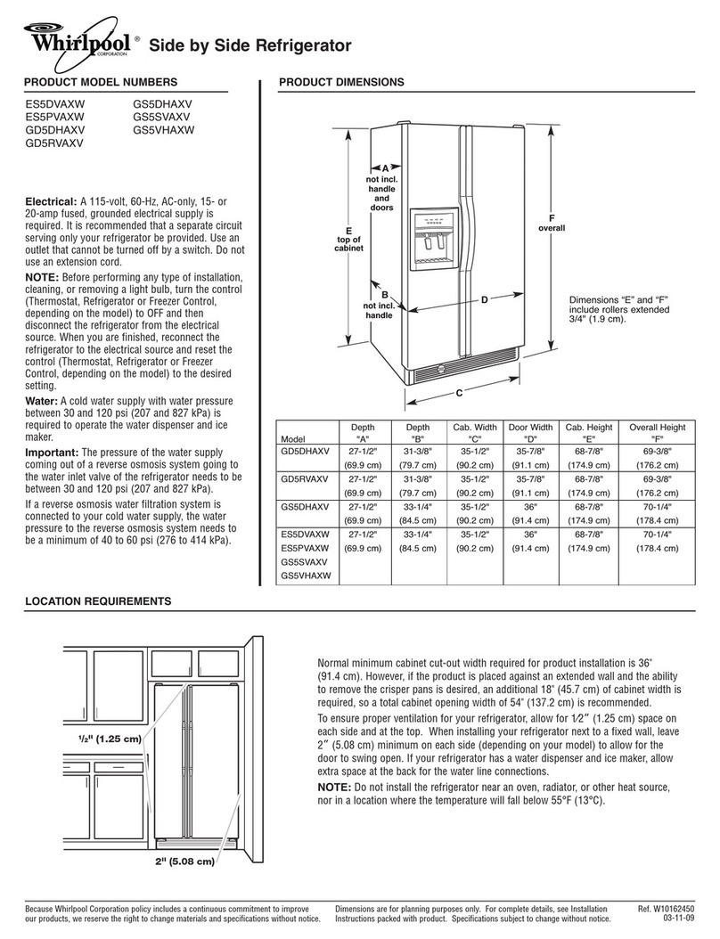 Whirlpool ES5DVAXW User instructions