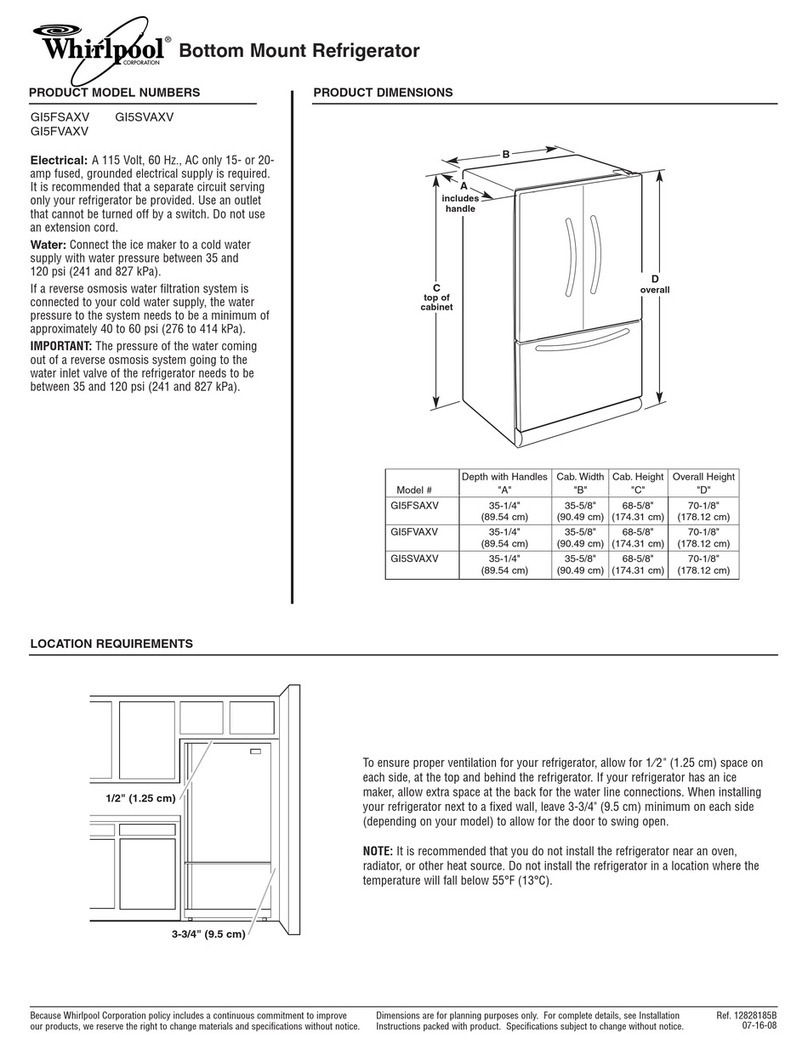 Whirlpool GI5FSAXV Product dimensions