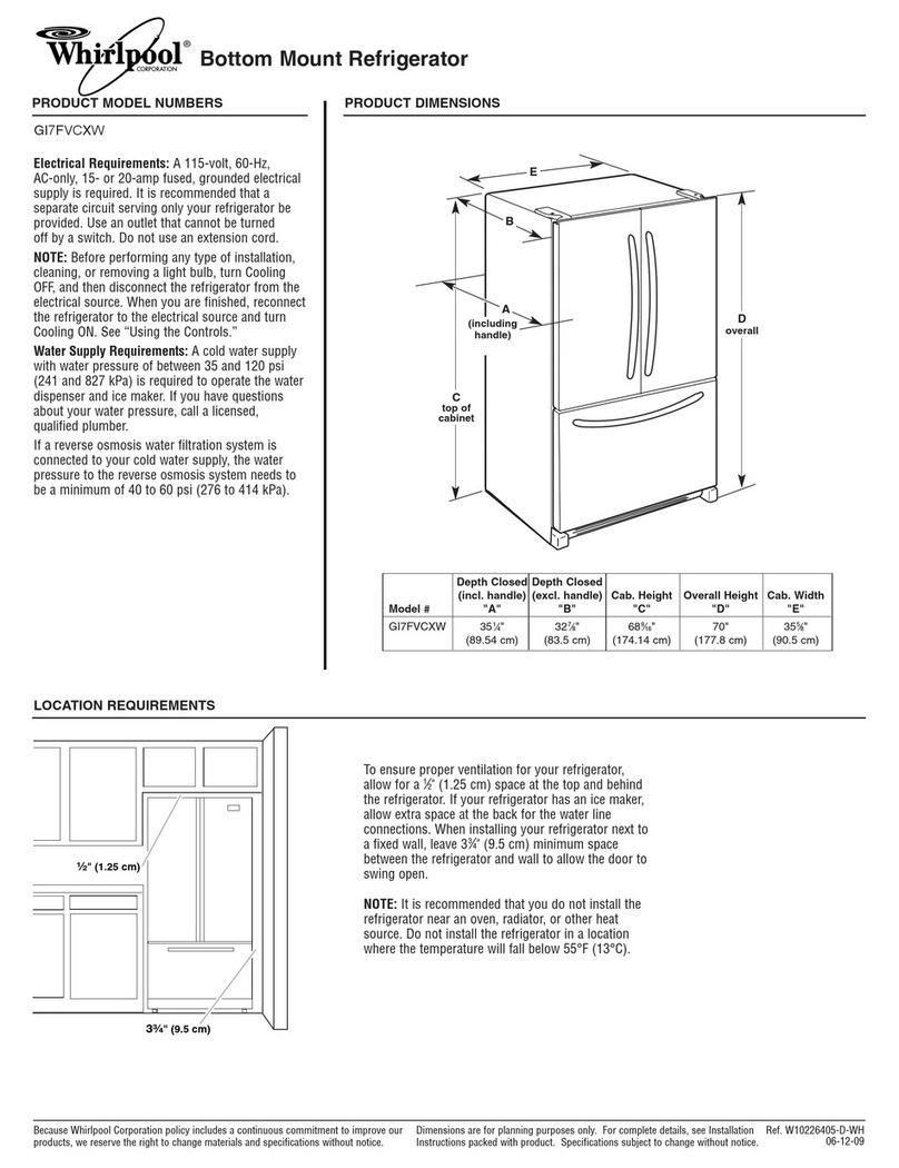Whirlpool GI7FVCXW - DIMENSION GUIDE 8-12-09 User manual