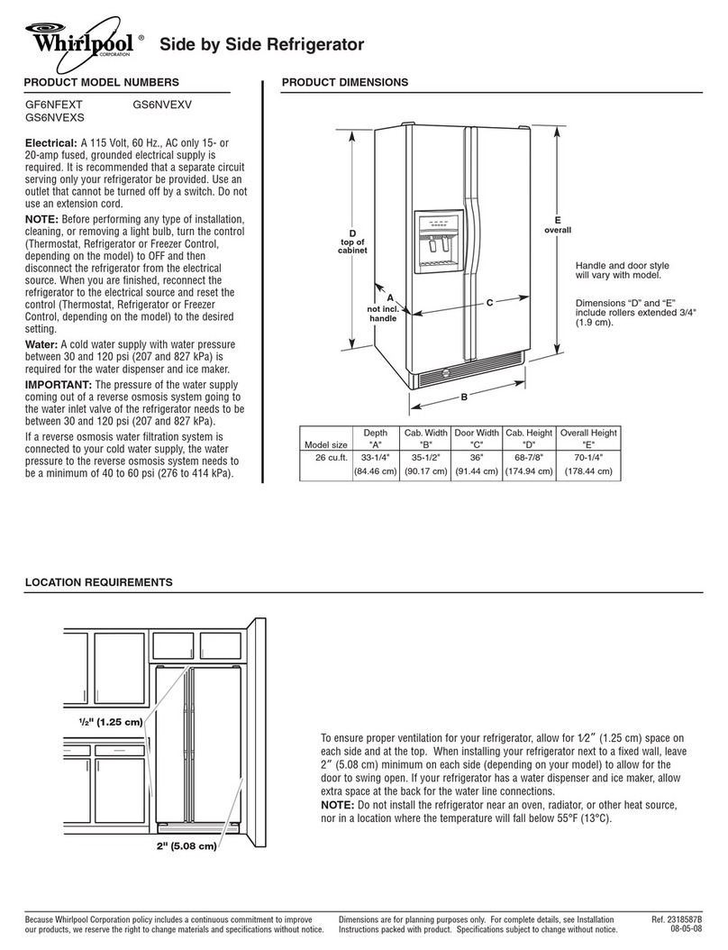 Whirlpool GS6NVEXV Dimension Guide