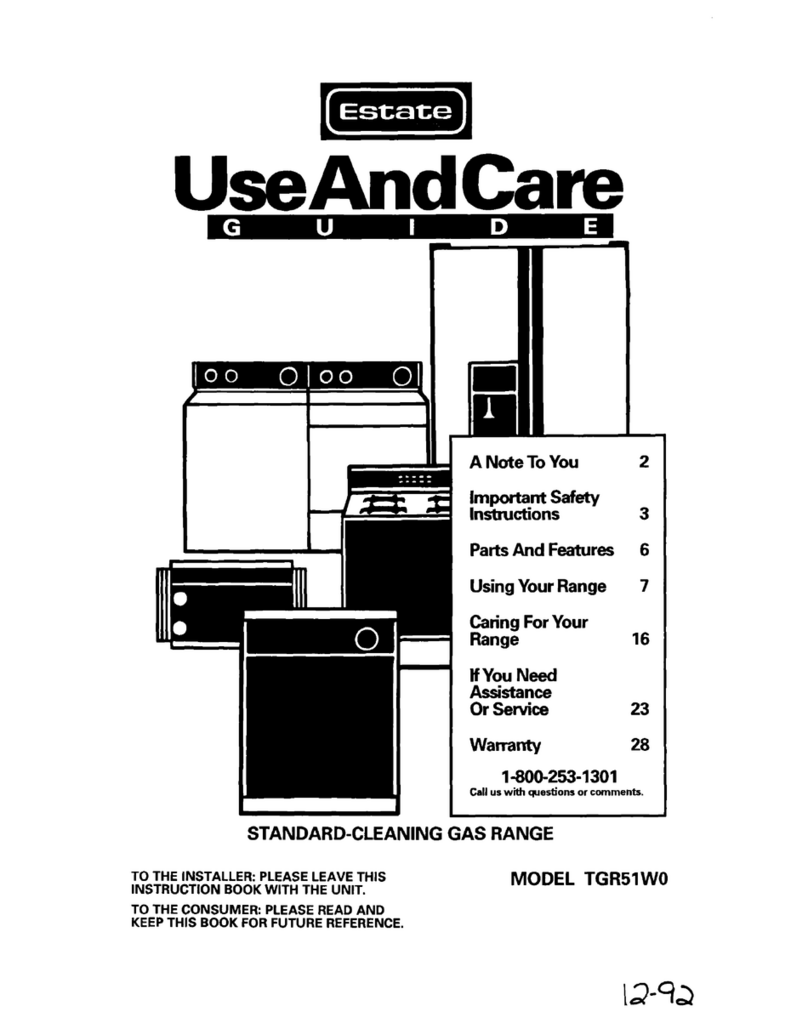 Whirlpool TGR51 Installation instructions