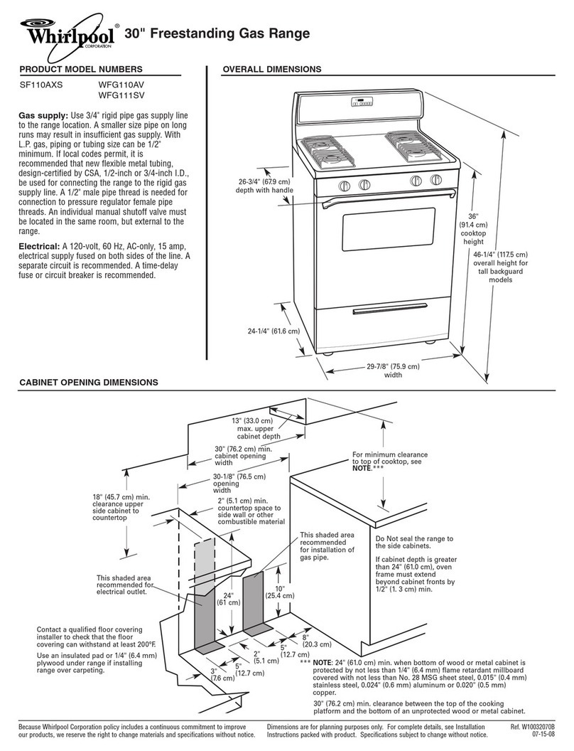Whirlpool WFG110AV Dimension Guide