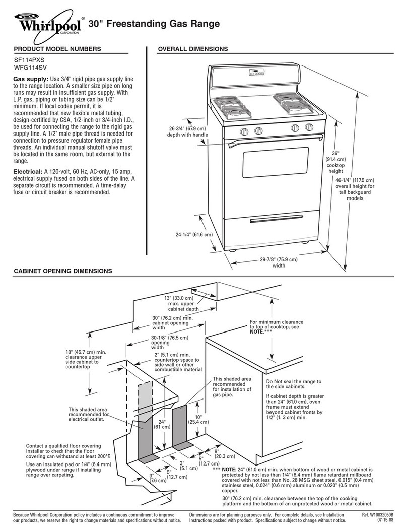 Whirlpool WFG114SV Dimensions