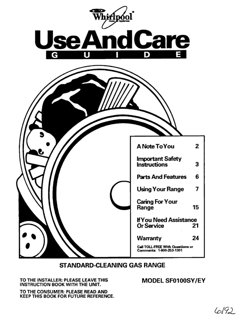Whirlpool SFOlOOSY/EY Use and care guide