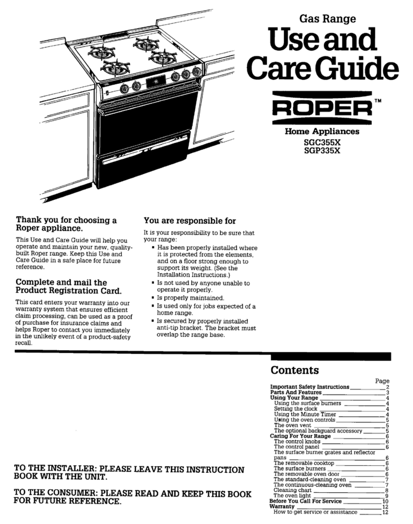 Whirlpool SGC355X Use and care guide Whirlpool SGC355X Use and care guide