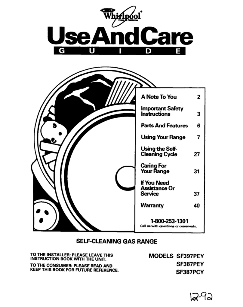 Whirlpool SF387PEY User manual