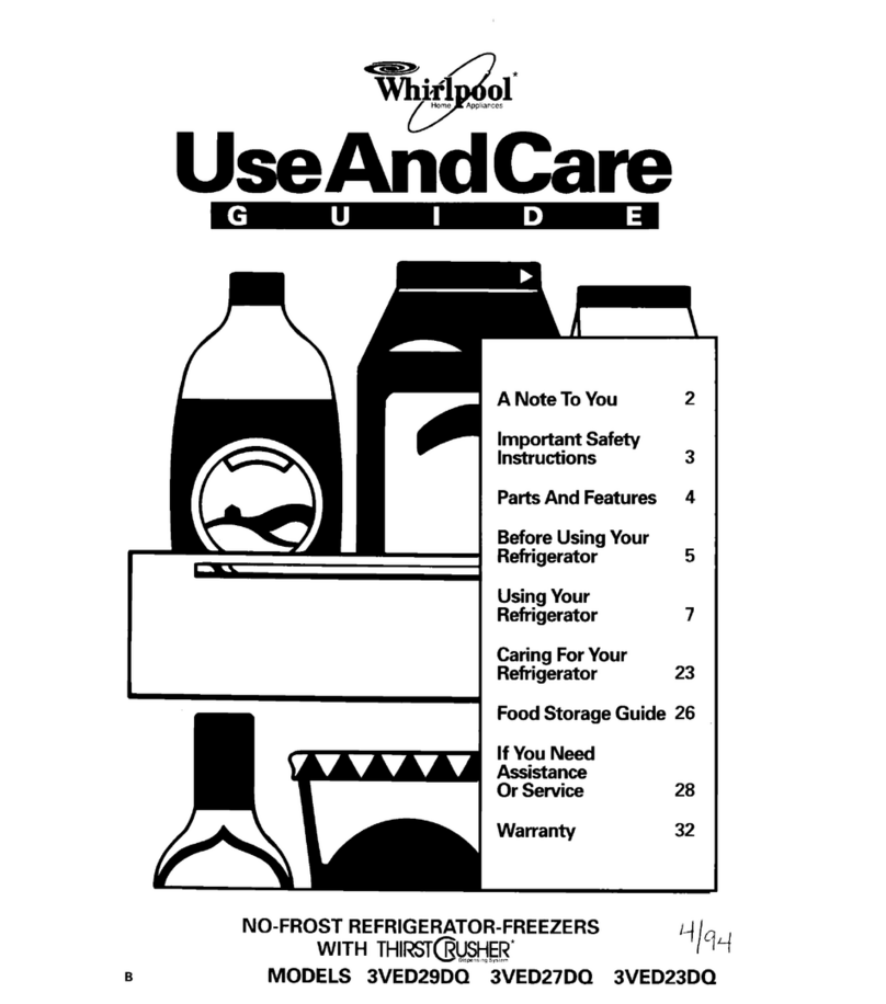 Whirlpool 3VED23DQ Use and care guide