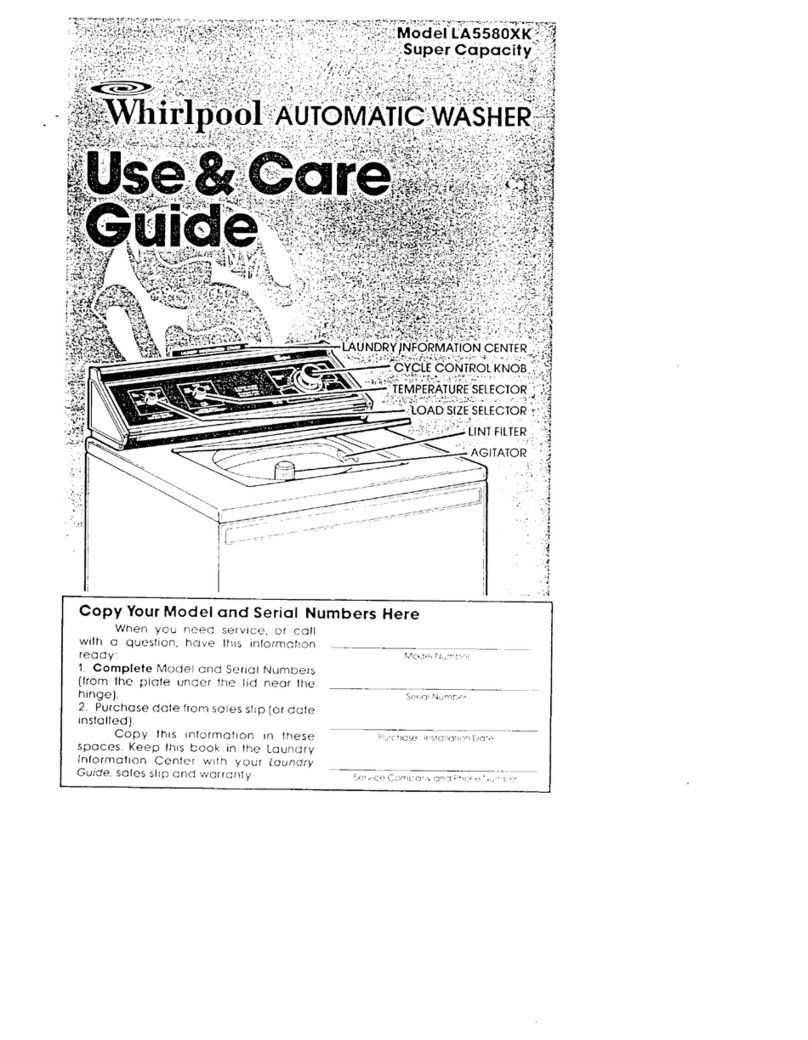 Whirlpool LA5580XK Use & care guide