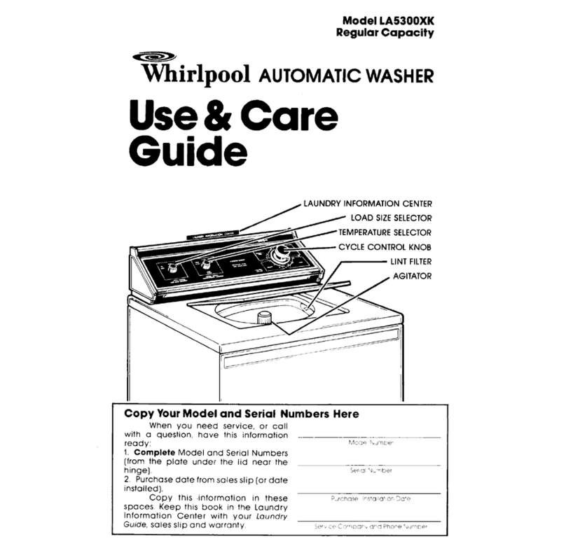 Whirlpool LA5300XK Use and care guide