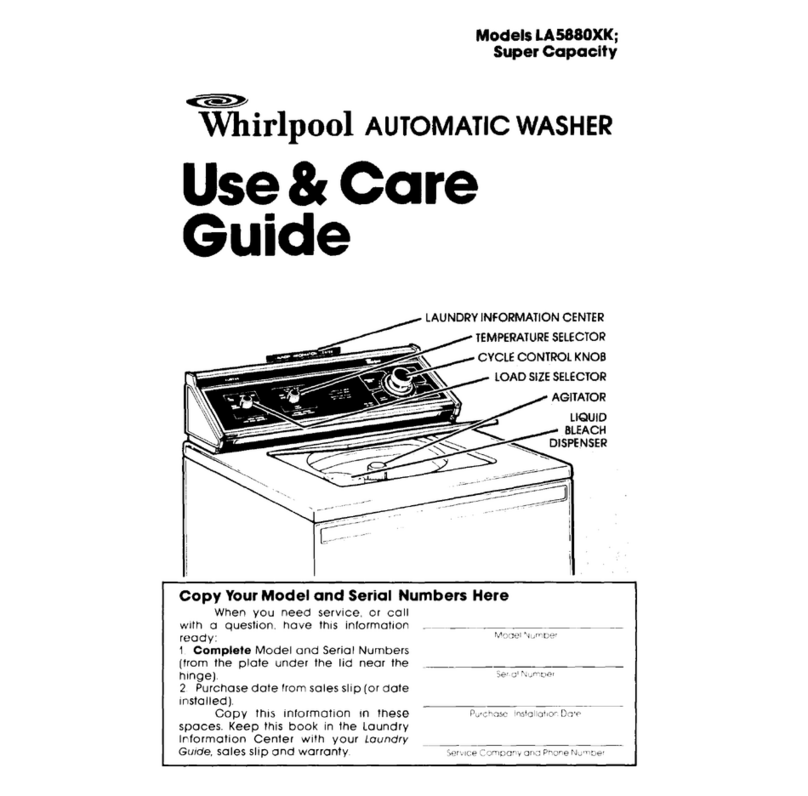 Whirlpool LA588OXK Use & care guide
