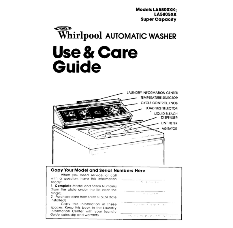 Whirlpool LA5805XK Use & care guide