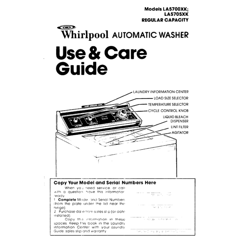 Whirlpool LA5700XK Use & care guide