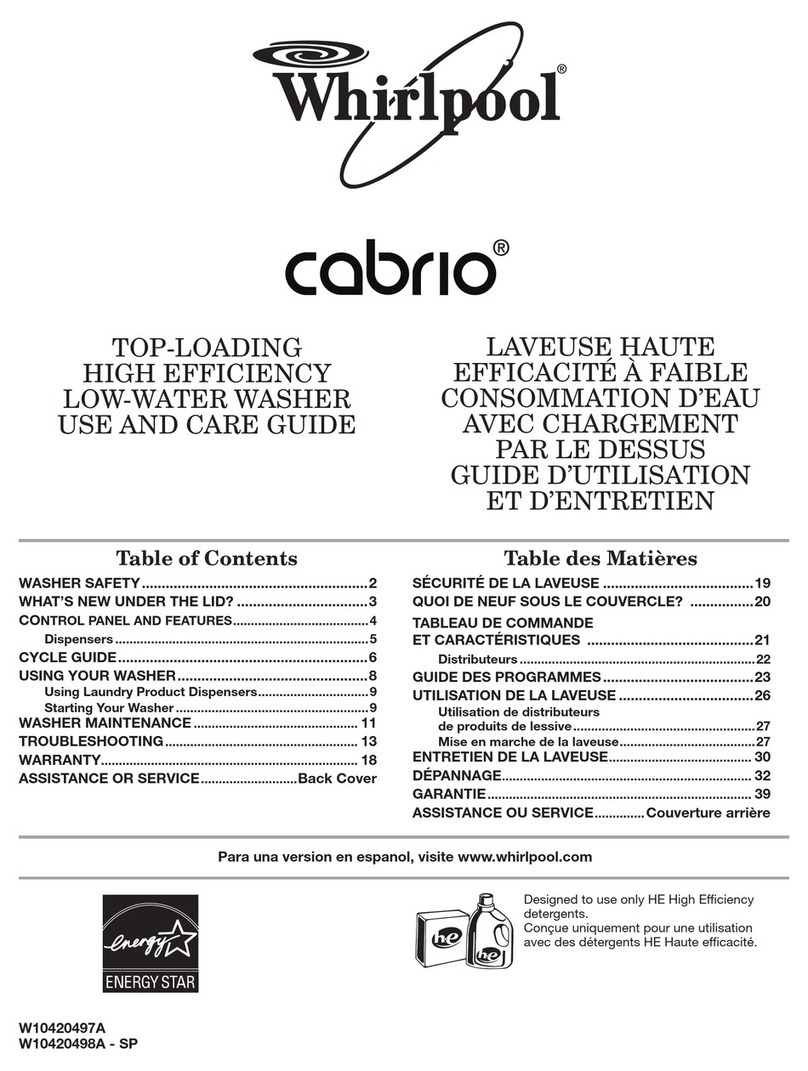 Whirlpool CABRIO W10420497A Use and care guide