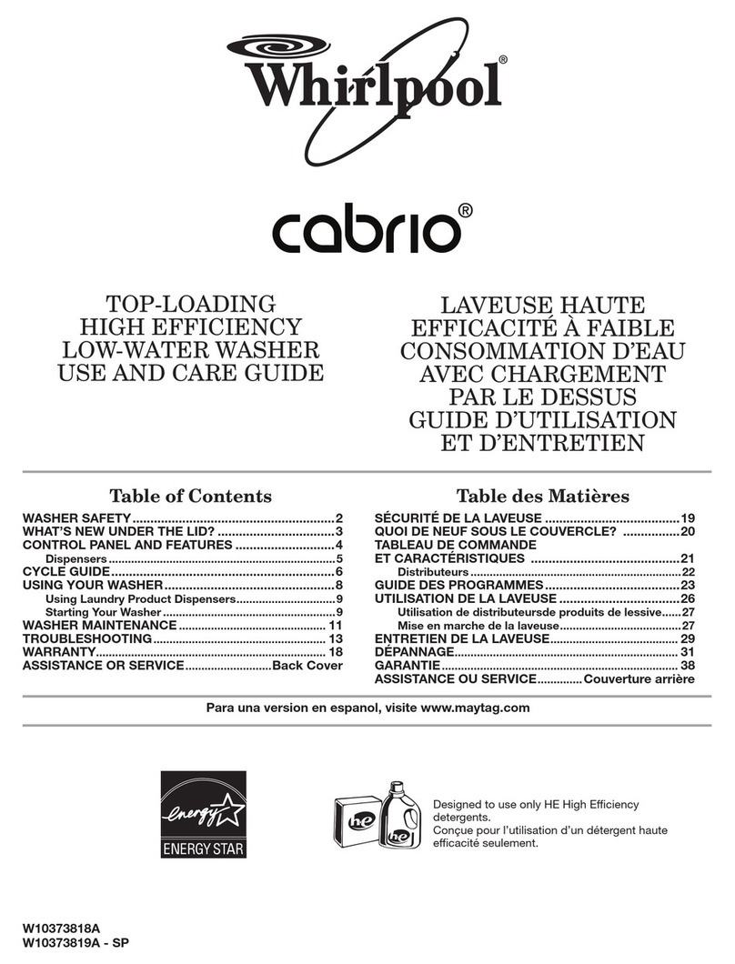 Whirlpool CABRIO W10373818A Use and care guide